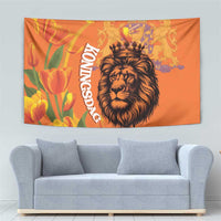 Nederland Fijne Koningsdag Tapestry Netherlands Lion With Orange Tulips