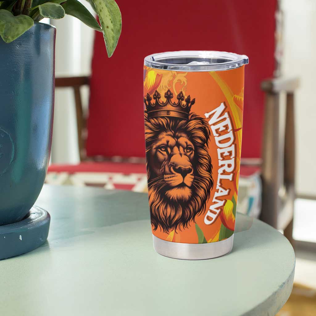 Nederland Fijne Koningsdag Tumbler Cup Netherlands Lion With Orange Tulips