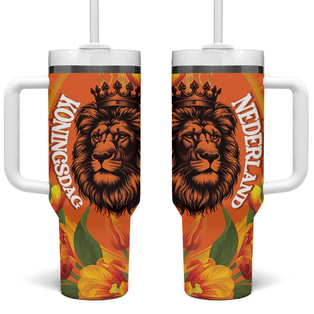 Nederland Fijne Koningsdag Tumbler With Handle Netherlands Lion With Orange Tulips