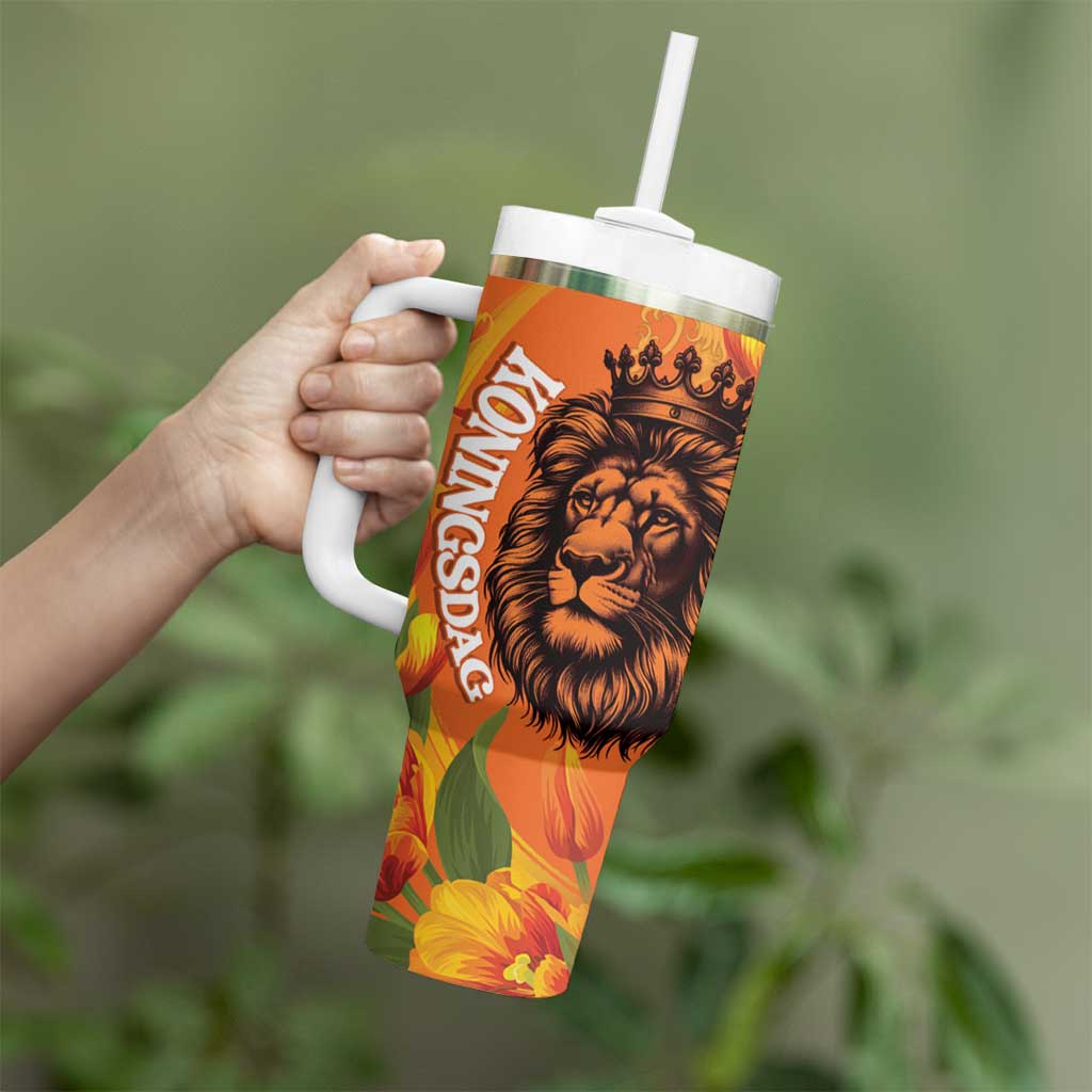 Nederland Fijne Koningsdag Tumbler With Handle Netherlands Lion With Orange Tulips
