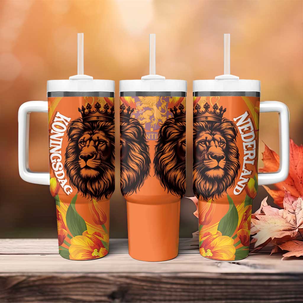 Nederland Fijne Koningsdag Tumbler With Handle Netherlands Lion With Orange Tulips