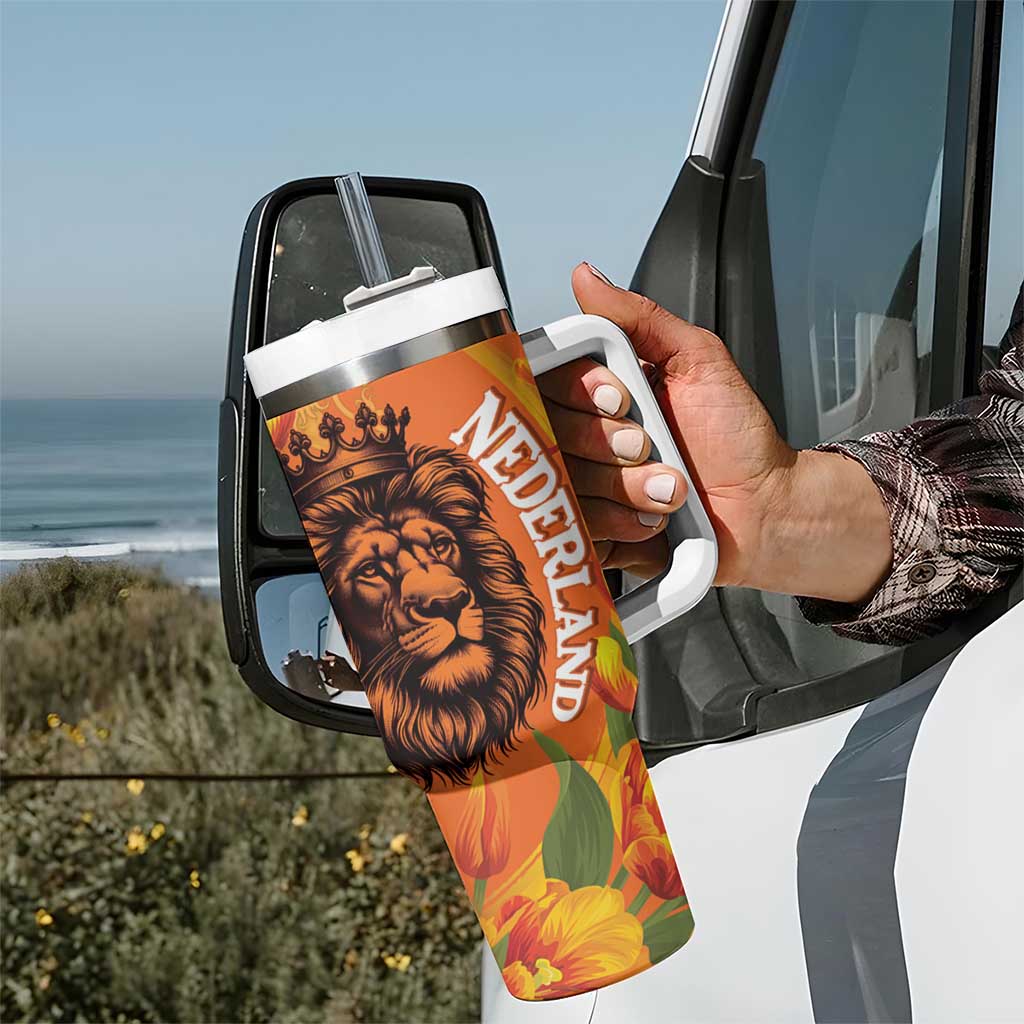 Nederland Fijne Koningsdag Tumbler With Handle Netherlands Lion With Orange Tulips