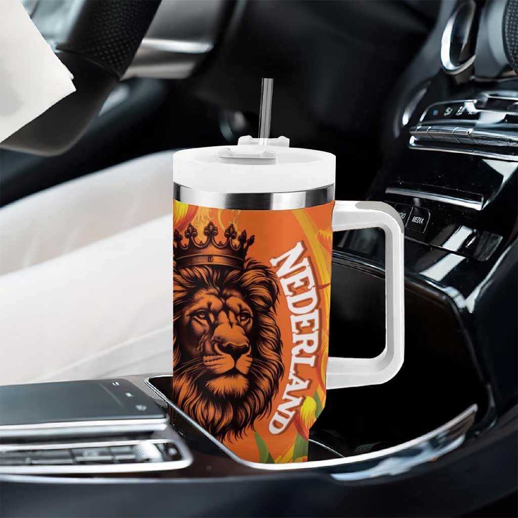 Nederland Fijne Koningsdag Tumbler With Handle Netherlands Lion With Orange Tulips