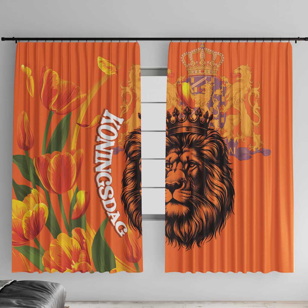Nederland Fijne Koningsdag Window Curtain Netherlands Lion With Orange Tulips
