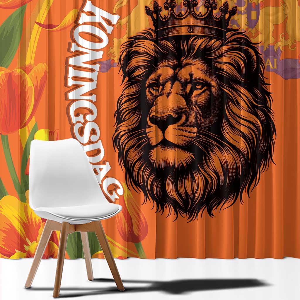 Nederland Fijne Koningsdag Window Curtain Netherlands Lion With Orange Tulips