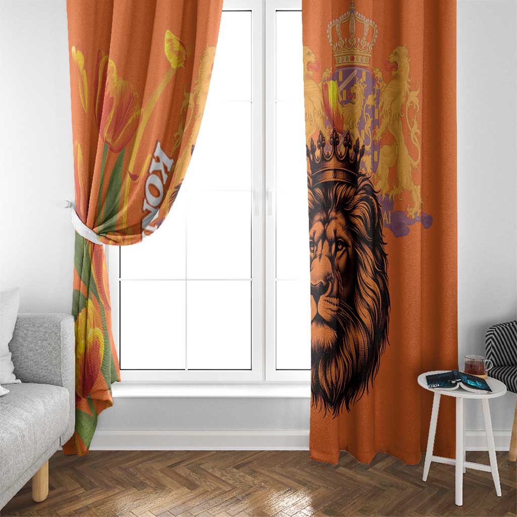 Nederland Fijne Koningsdag Window Curtain Netherlands Lion With Orange Tulips