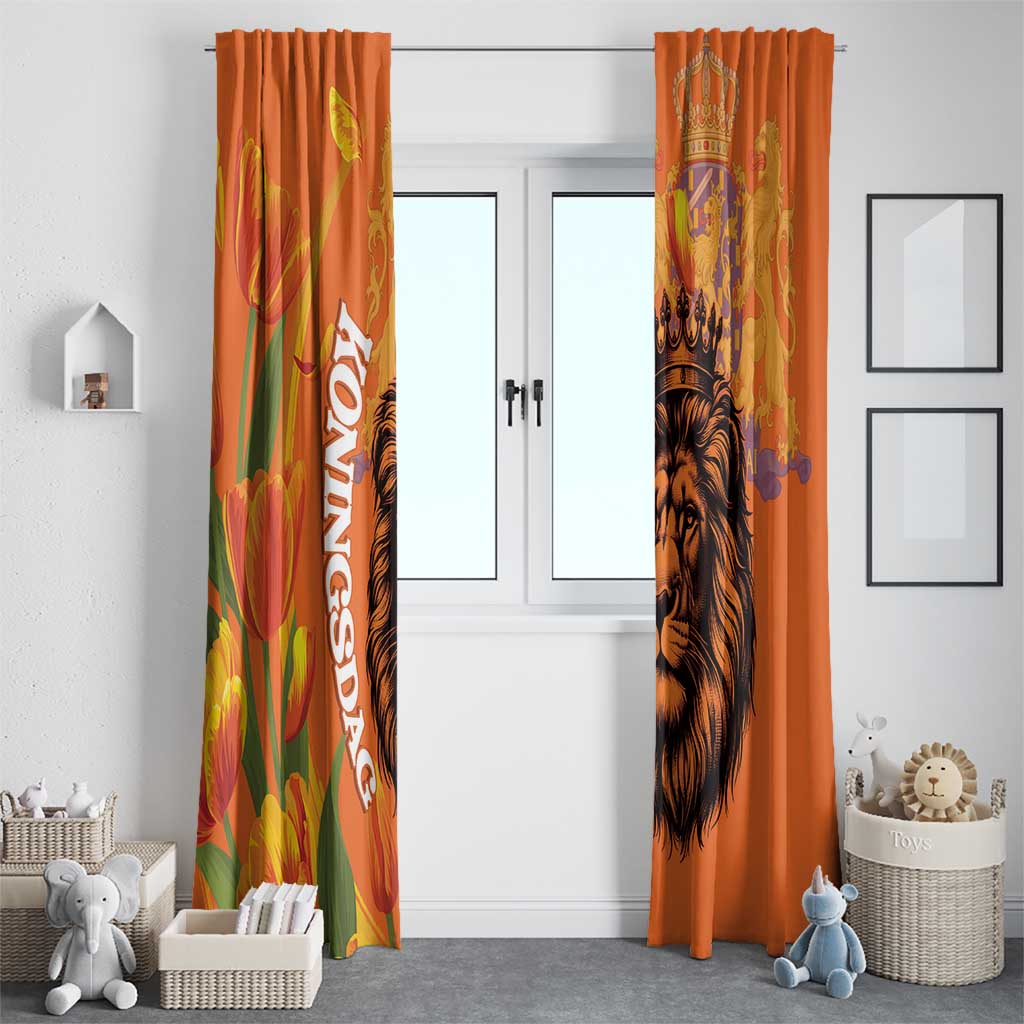 Nederland Fijne Koningsdag Window Curtain Netherlands Lion With Orange Tulips