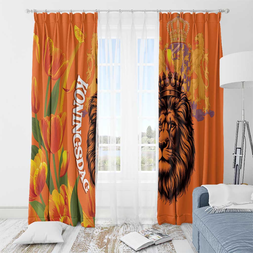 Nederland Fijne Koningsdag Window Curtain Netherlands Lion With Orange Tulips