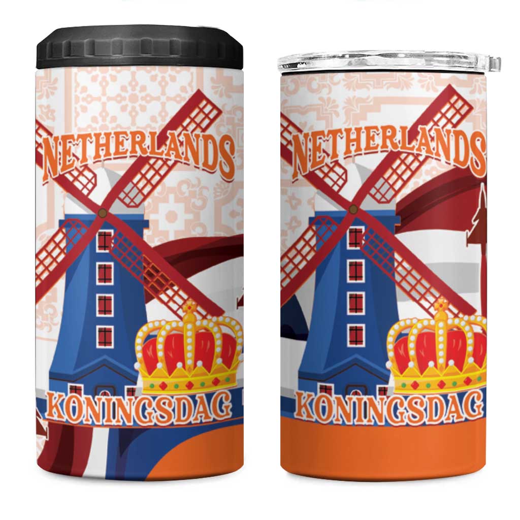 Netherlands King's Day 4 in 1 Can Cooler Tumbler Windmill With Nederland Pattern