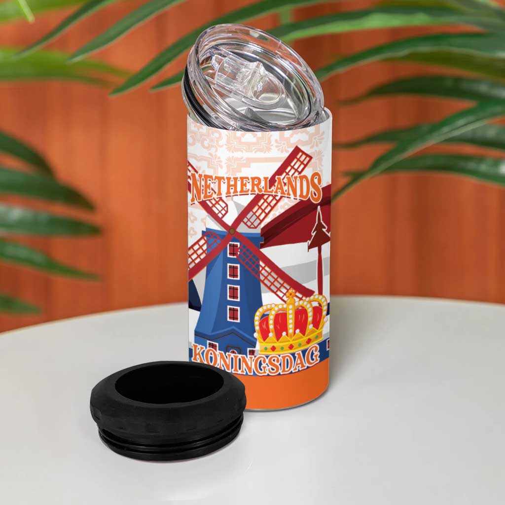 Netherlands King's Day 4 in 1 Can Cooler Tumbler Windmill With Nederland Pattern