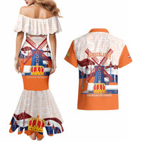 Netherlands King's Day Couples Matching Mermaid Dress and Hawaiian Shirt Windmill With Nederland Pattern