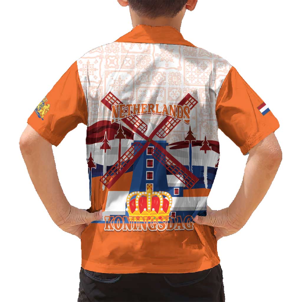Netherlands King's Day Family Matching Long Sleeve Bodycon Dress and Hawaiian Shirt Windmill With Nederland Pattern