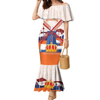 Netherlands King's Day Family Matching Mermaid Dress and Hawaiian Shirt Windmill With Nederland Pattern