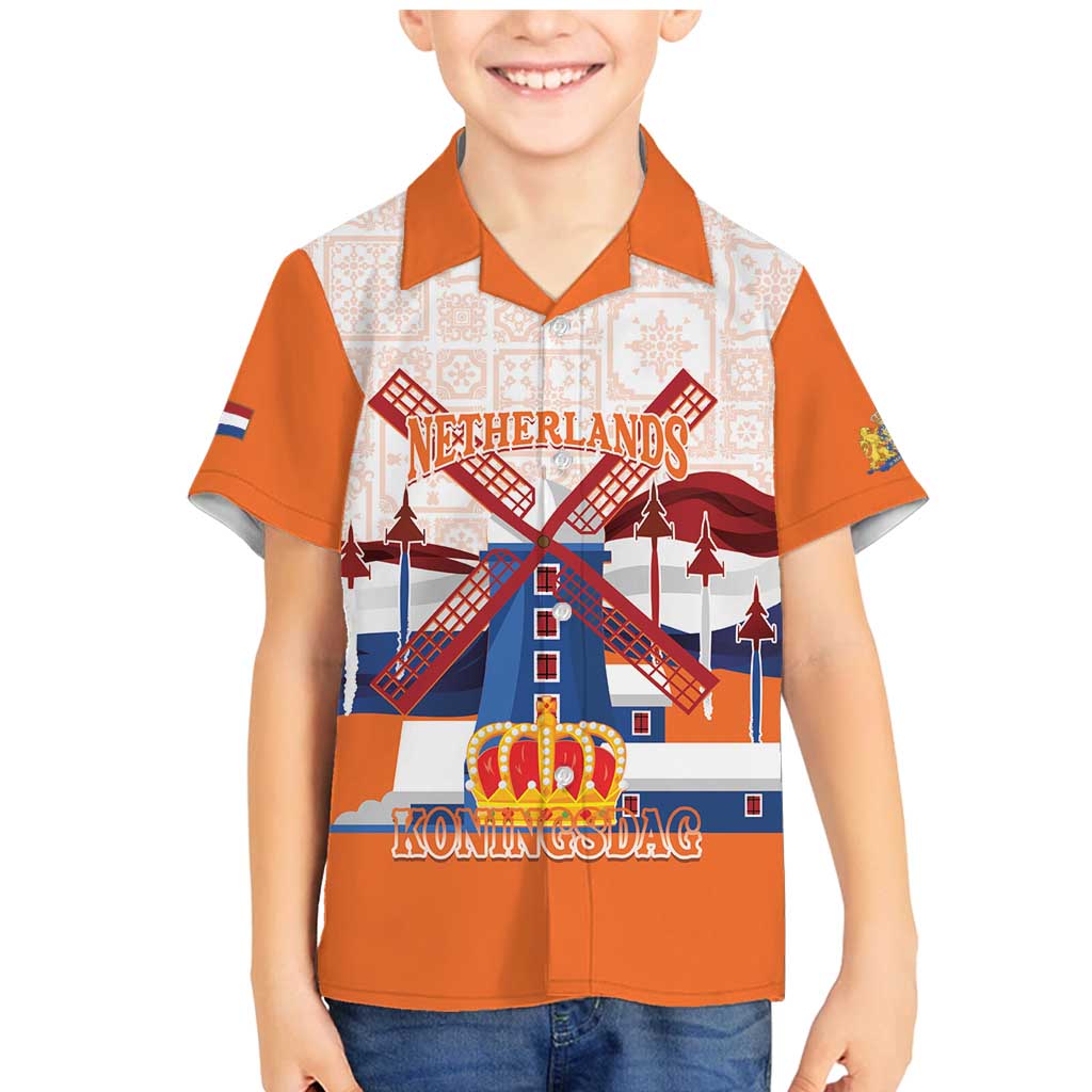 Netherlands King's Day Family Matching Mermaid Dress and Hawaiian Shirt Windmill With Nederland Pattern
