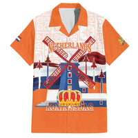 Netherlands King's Day Family Matching Off The Shoulder Long Sleeve Dress and Hawaiian Shirt Windmill With Nederland Pattern