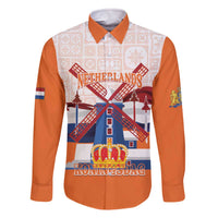 Netherlands King's Day Family Matching Off The Shoulder Long Sleeve Dress and Hawaiian Shirt Windmill With Nederland Pattern