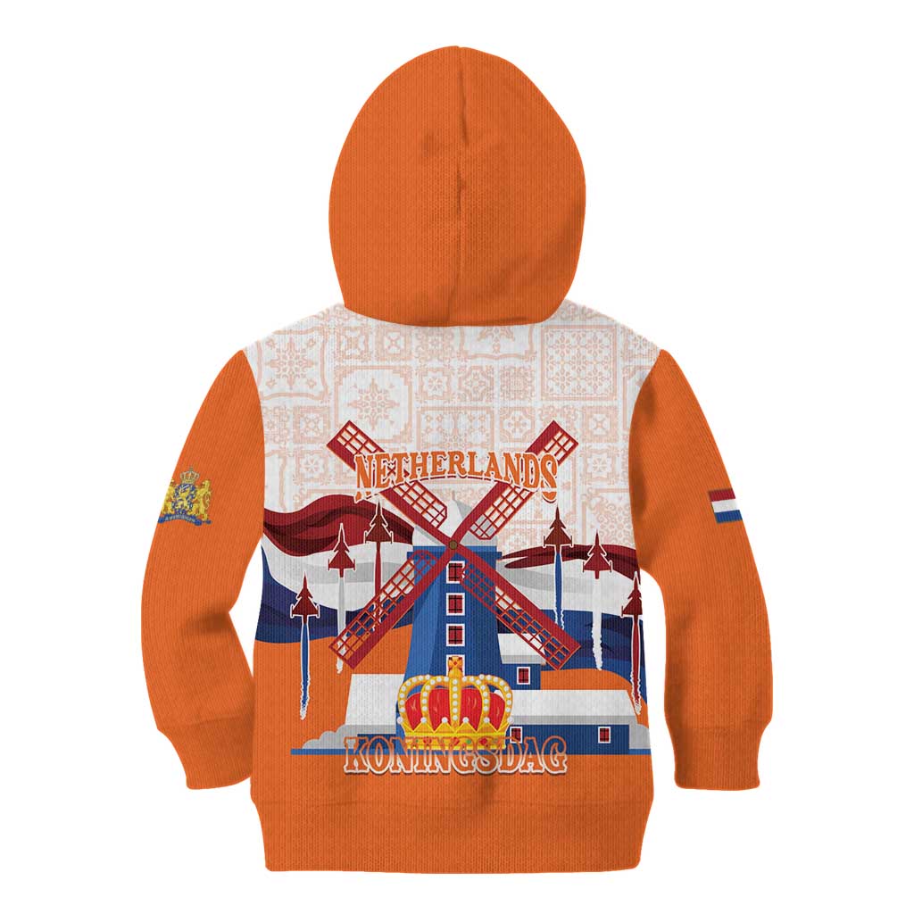 Netherlands King's Day Kid Hoodie Windmill With Nederland Pattern