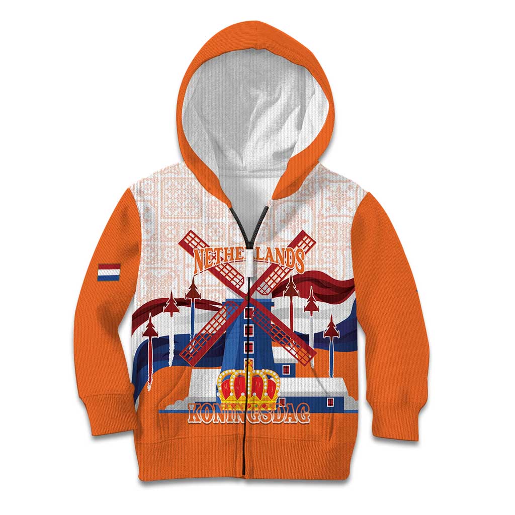 Netherlands King's Day Kid Hoodie Windmill With Nederland Pattern