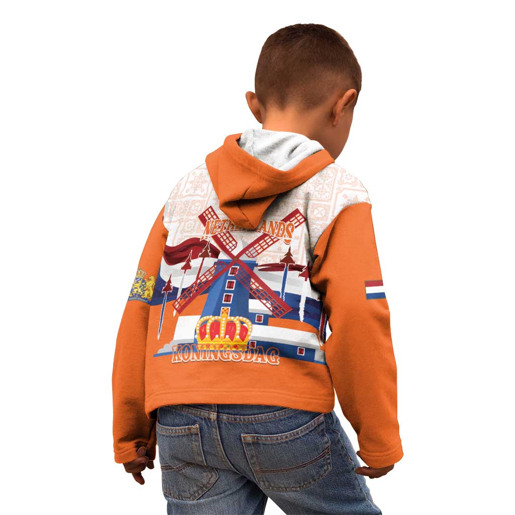 Netherlands King's Day Kid Hoodie Windmill With Nederland Pattern