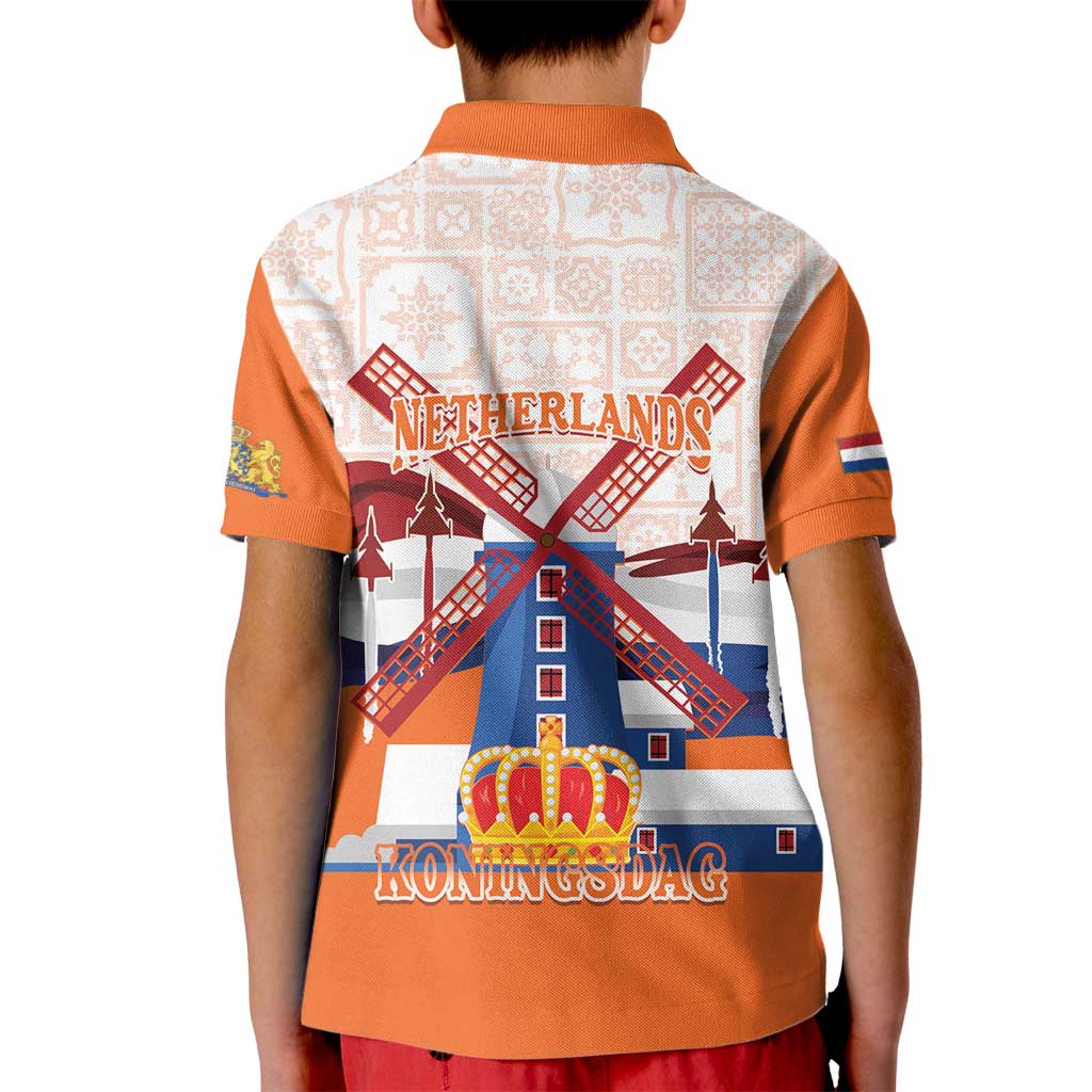 Netherlands King's Day Kid Polo Shirt Windmill With Nederland Pattern