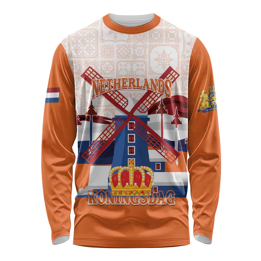 Netherlands King's Day Long Sleeve Shirt Windmill With Nederland Pattern