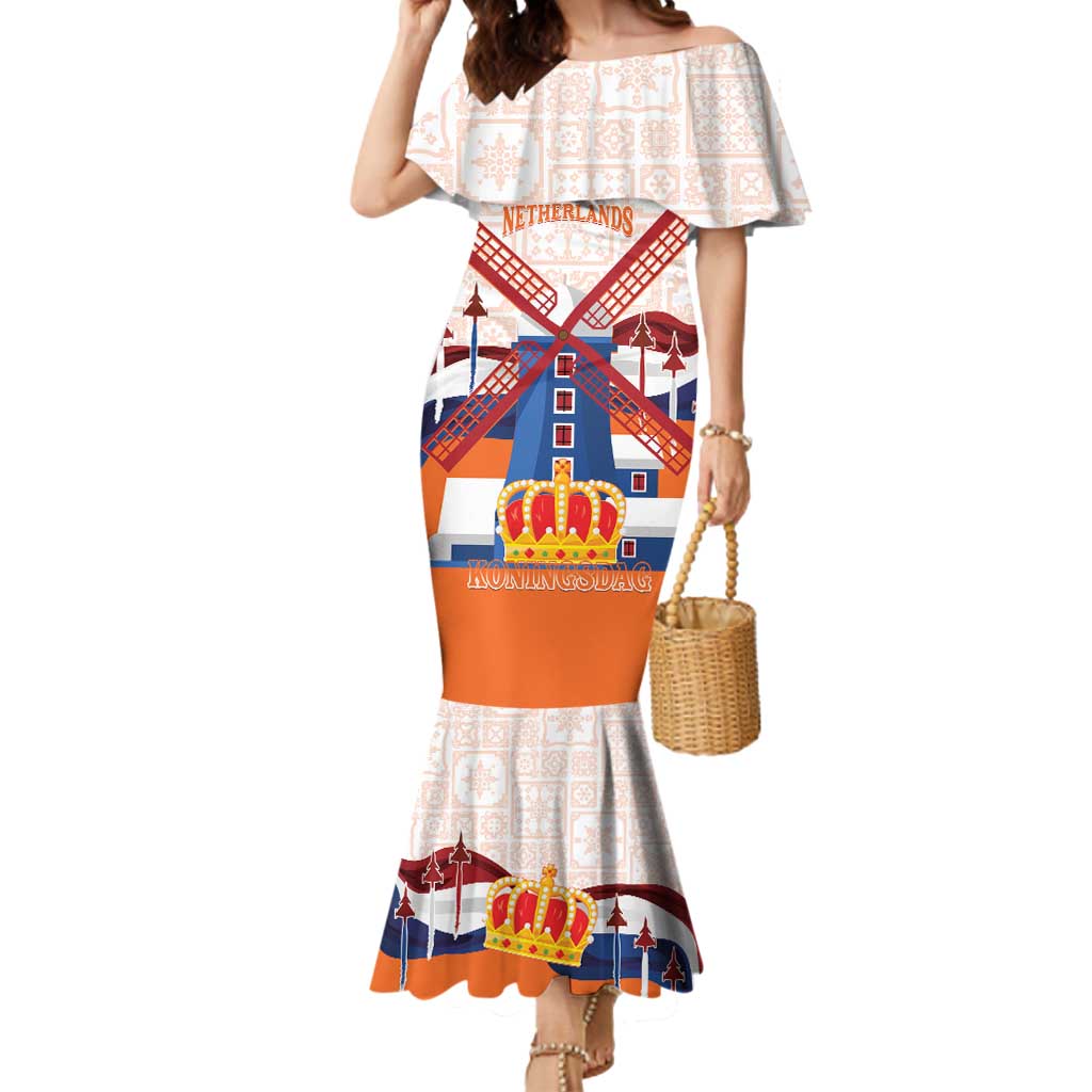 Netherlands King's Day Mermaid Dress Windmill With Nederland Pattern
