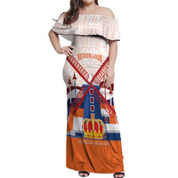 Netherlands King's Day Off Shoulder Maxi Dress Windmill With Nederland Pattern