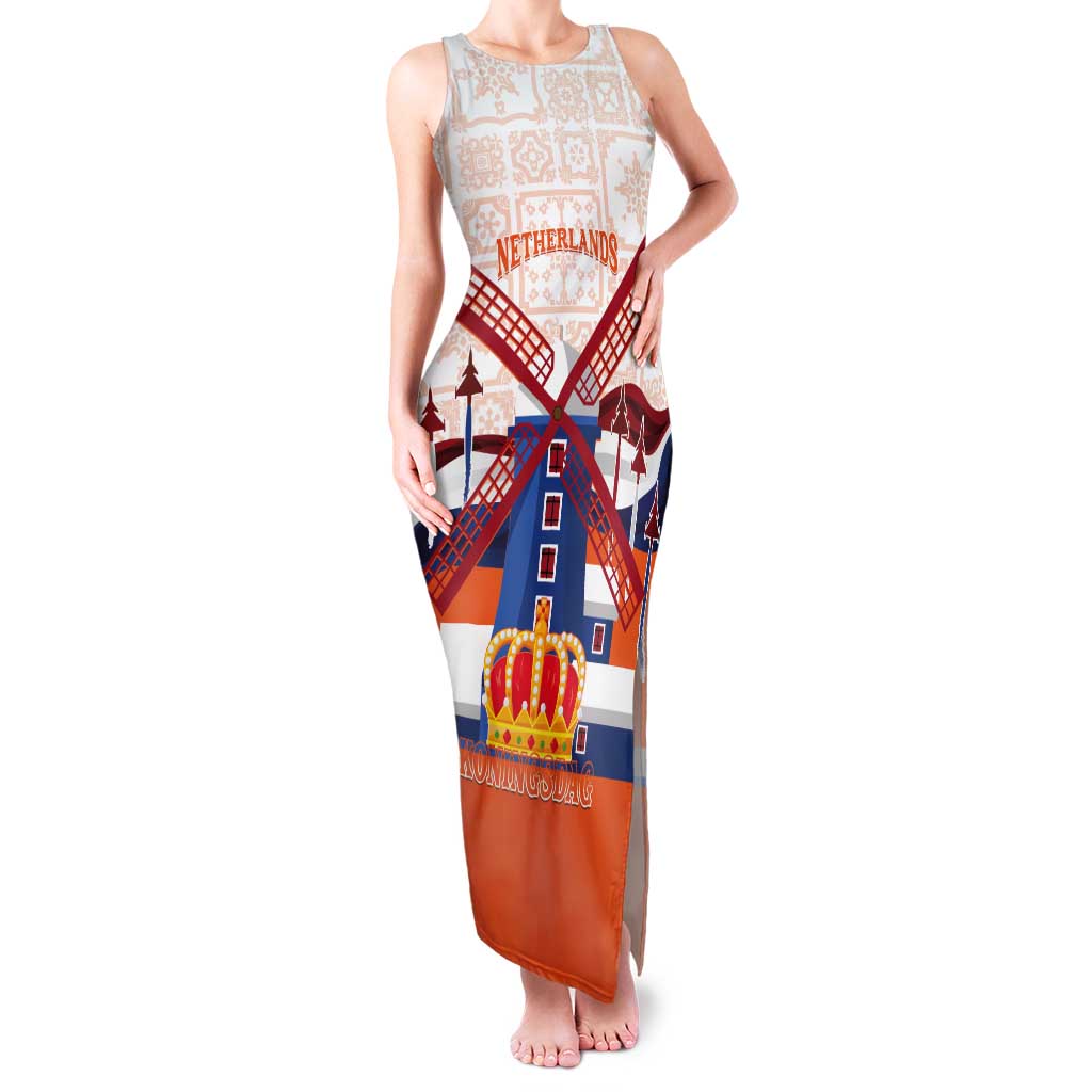 Netherlands King's Day Tank Maxi Dress Windmill With Nederland Pattern