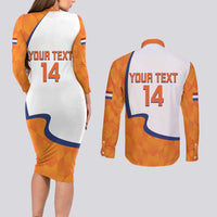 Custom Netherlands Football Couples Matching Long Sleeve Bodycon Dress and Long Sleeve Button Shirt 2025 Go Champions Holland