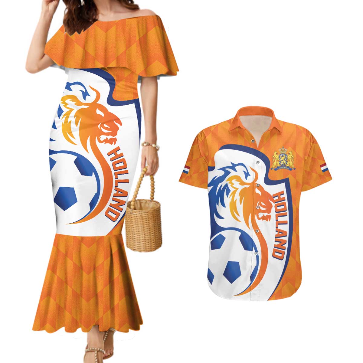 Custom Netherlands Football Couples Matching Mermaid Dress and Hawaiian Shirt 2025 Go Champions Holland