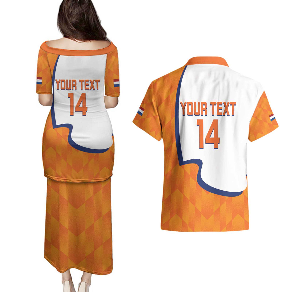 Custom Netherlands Football Couples Matching Puletasi and Hawaiian Shirt 2025 Go Champions Holland