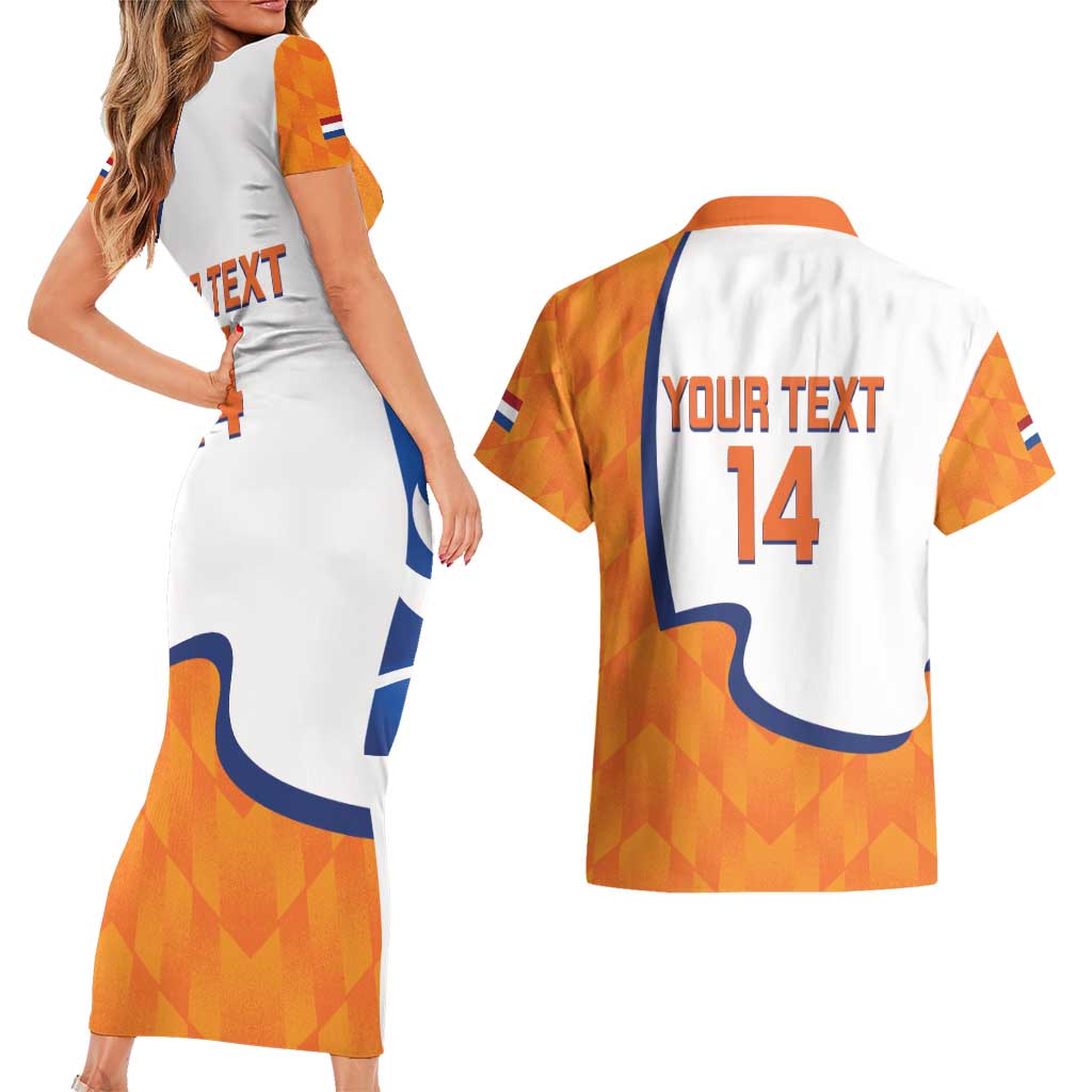 Custom Netherlands Football Couples Matching Short Sleeve Bodycon Dress and Hawaiian Shirt 2025 Go Champions Holland