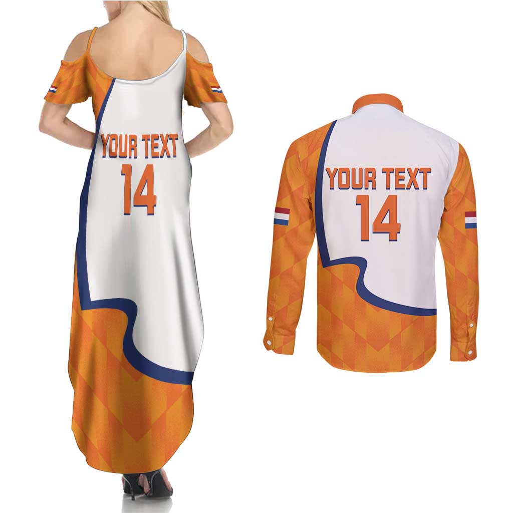Custom Netherlands Football Couples Matching Summer Maxi Dress and Long Sleeve Button Shirt 2025 Go Champions Holland