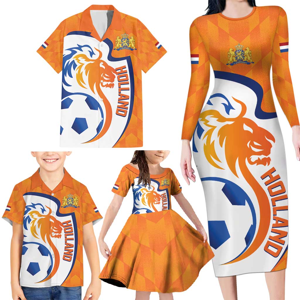 Custom Netherlands Football Family Matching Long Sleeve Bodycon Dress and Hawaiian Shirt 2025 Go Champions Holland