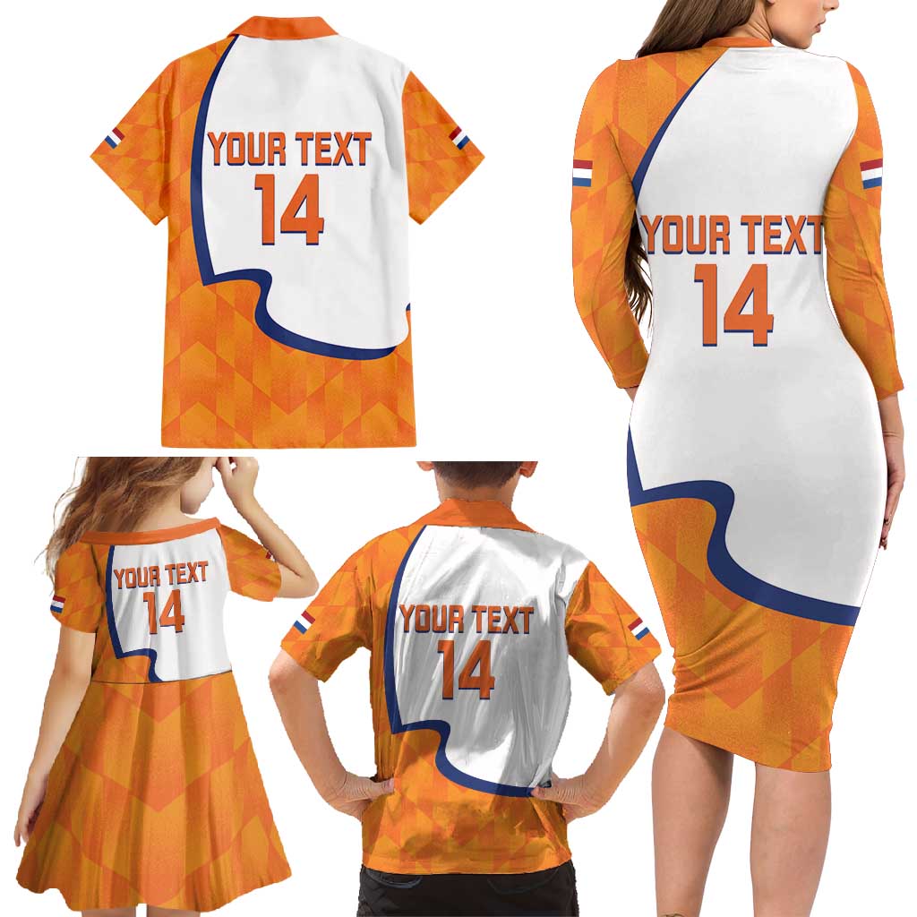Custom Netherlands Football Family Matching Long Sleeve Bodycon Dress and Hawaiian Shirt 2025 Go Champions Holland