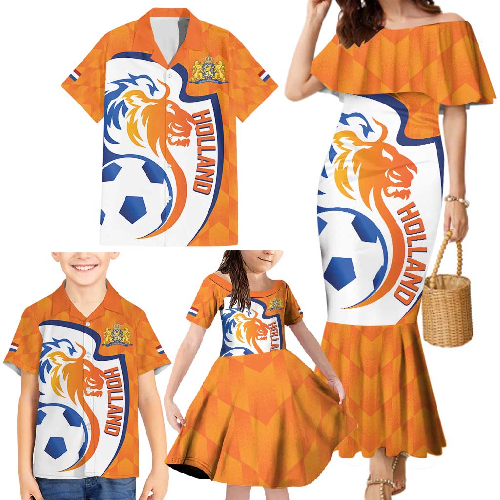 Custom Netherlands Football Family Matching Mermaid Dress and Hawaiian Shirt 2025 Go Champions Holland