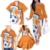 Custom Netherlands Football Family Matching Off The Shoulder Long Sleeve Dress and Hawaiian Shirt 2025 Go Champions Holland