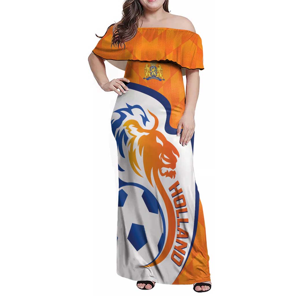 Custom Netherlands Football Family Matching Off Shoulder Maxi Dress and Hawaiian Shirt 2025 Go Champions Holland