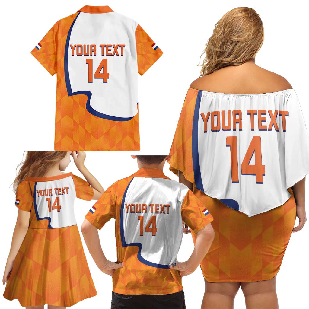 Custom Netherlands Football Family Matching Off Shoulder Short Dress and Hawaiian Shirt 2025 Go Champions Holland