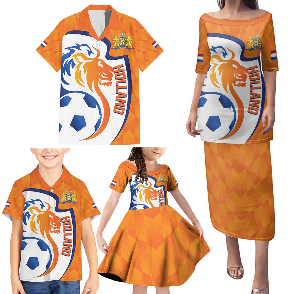 Custom Netherlands Football Family Matching Puletasi and Hawaiian Shirt 2025 Go Champions Holland