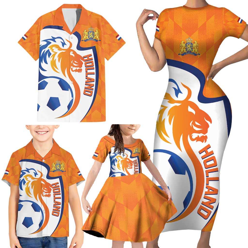 Custom Netherlands Football Family Matching Short Sleeve Bodycon Dress and Hawaiian Shirt 2025 Go Champions Holland