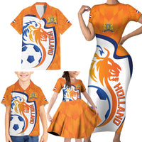 Custom Netherlands Football Family Matching Short Sleeve Bodycon Dress and Hawaiian Shirt 2025 Go Champions Holland