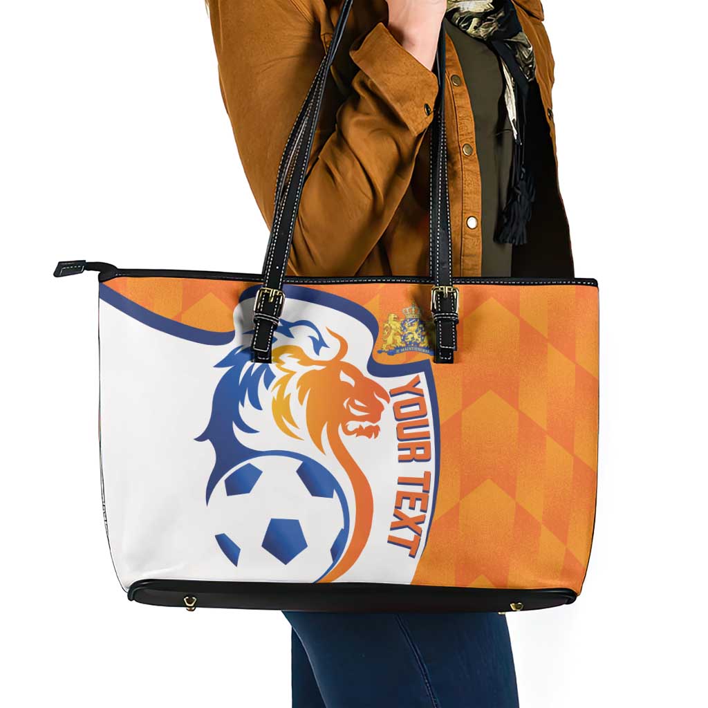 Custom Netherlands Football Leather Tote Bag 2025 Go Champions Holland