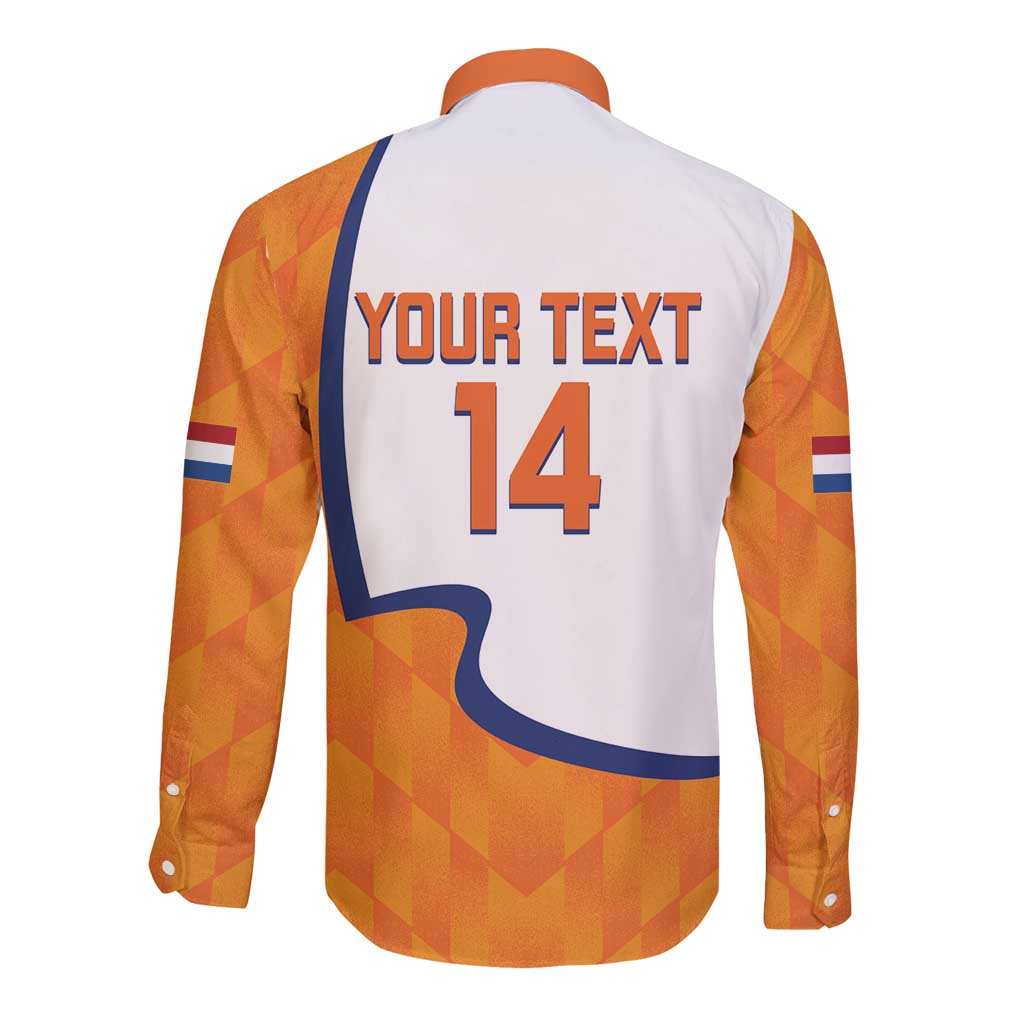 Custom Netherlands Football Long Sleeve Button Shirt 2025 Go Champions Holland
