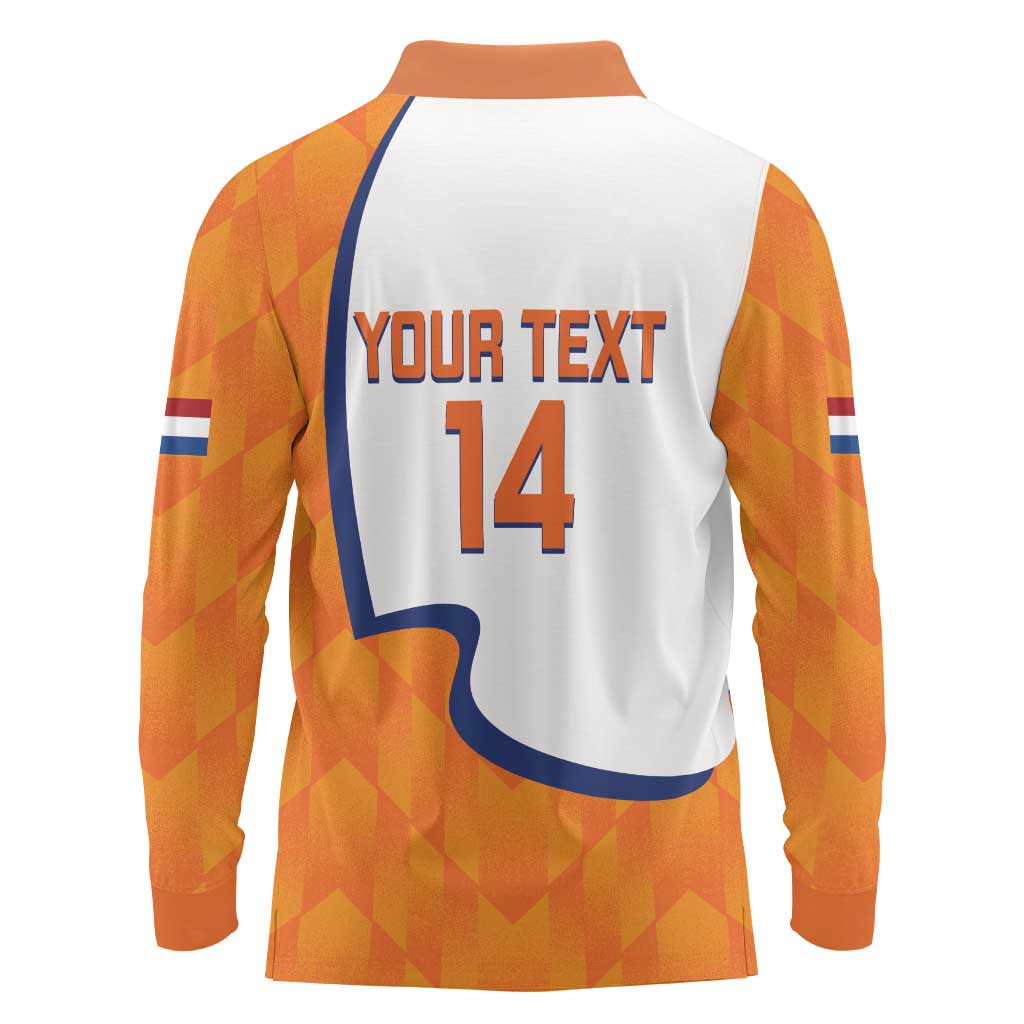 Custom Netherlands Football Long Sleeve Polo Shirt 2025 Go Champions Holland
