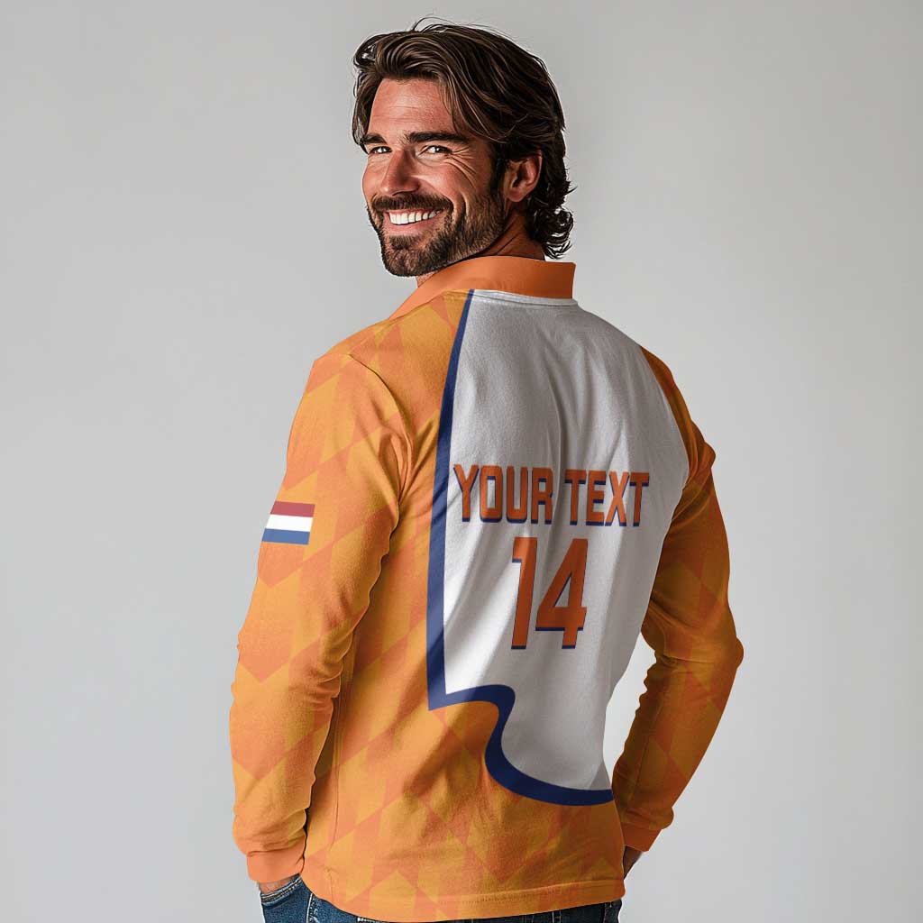 Custom Netherlands Football Long Sleeve Polo Shirt 2025 Go Champions Holland