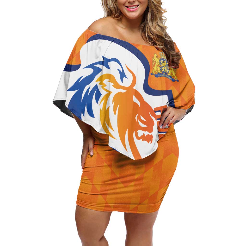 Custom Netherlands Football Off Shoulder Short Dress 2025 Go Champions Holland