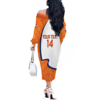 Custom Netherlands Football Off The Shoulder Long Sleeve Dress 2025 Go Champions Holland