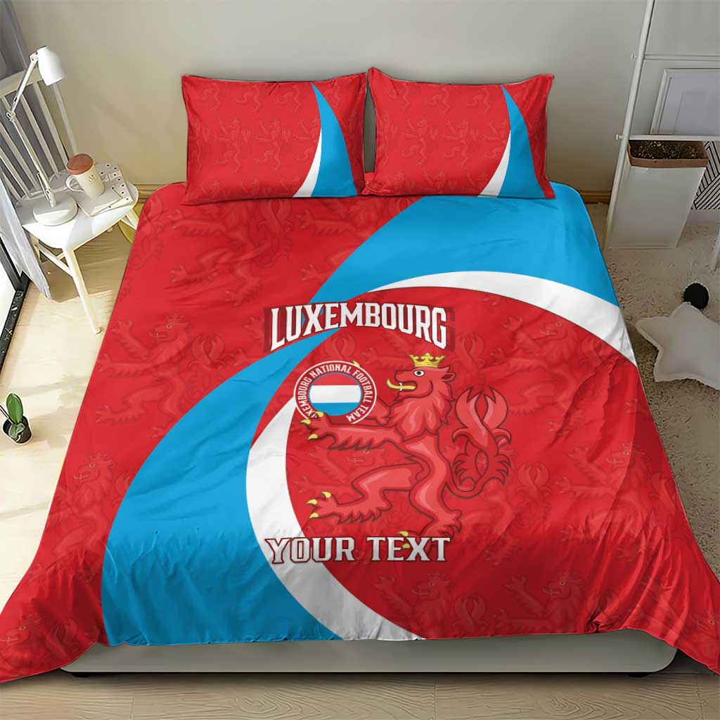 Custom Luxembourg Football Bedding Set Allez Les Lions Rouges
