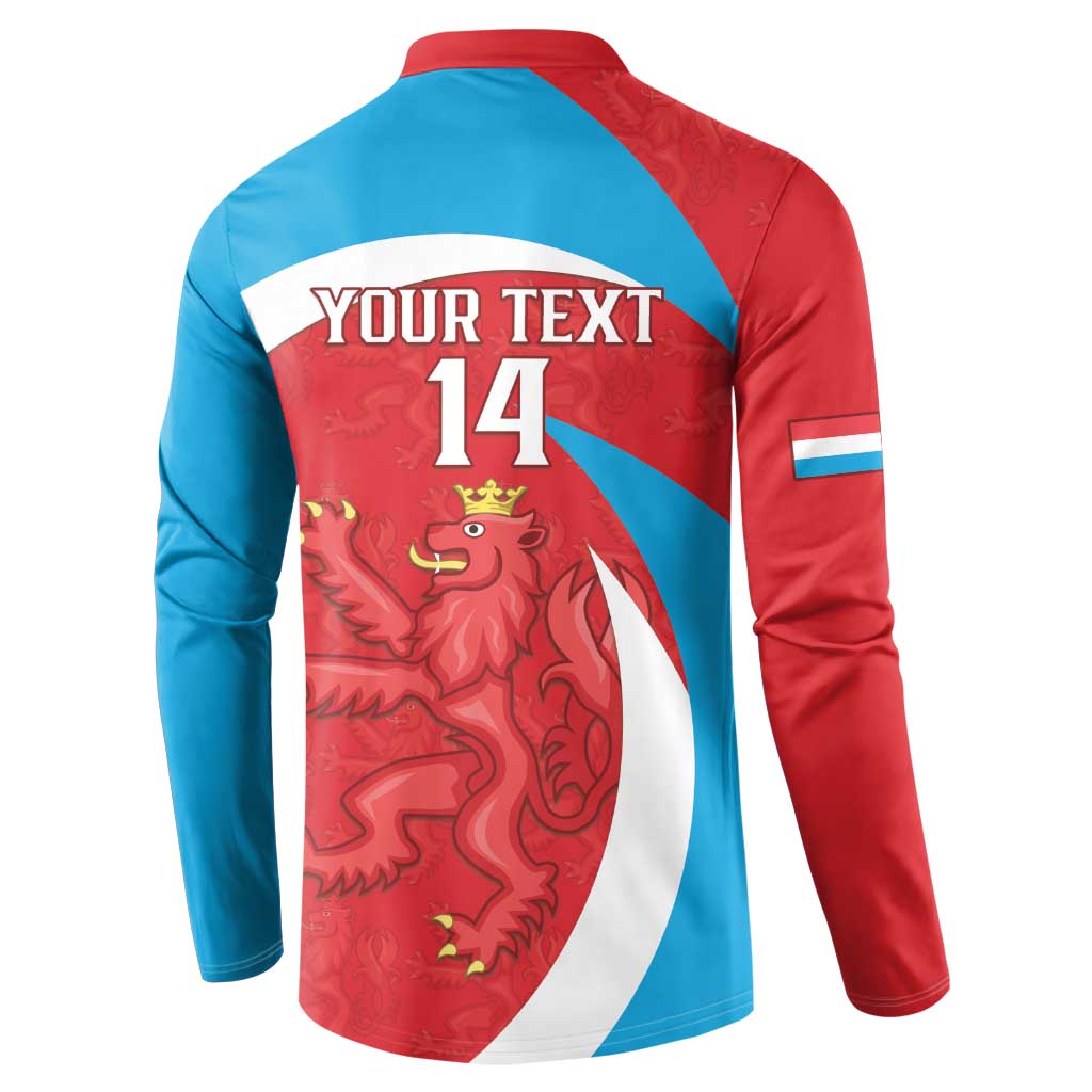 Custom Luxembourg Football Button Sweatshirt Allez Les Lions Rouges